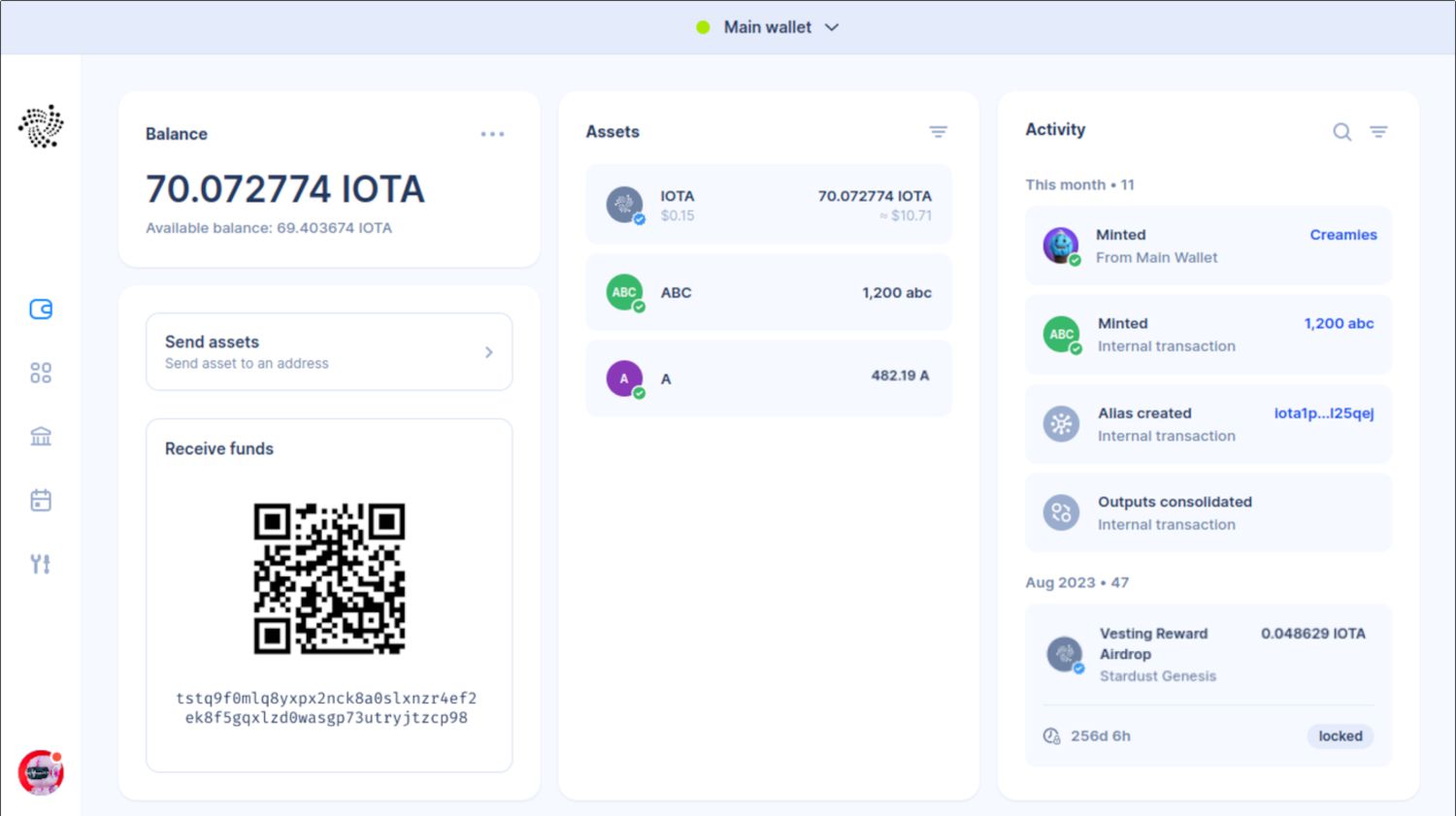 IOTA Firefly Wallet Interface