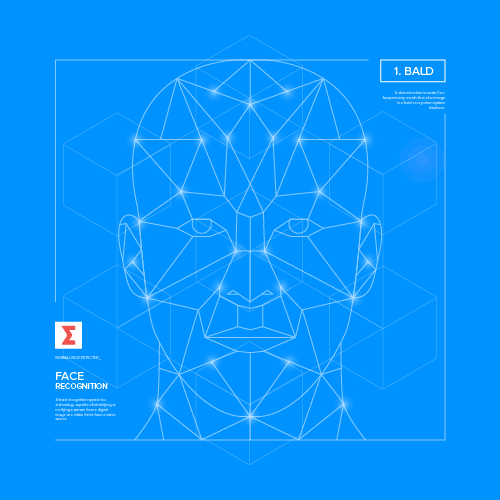 Face with digital biometric scanning overlay